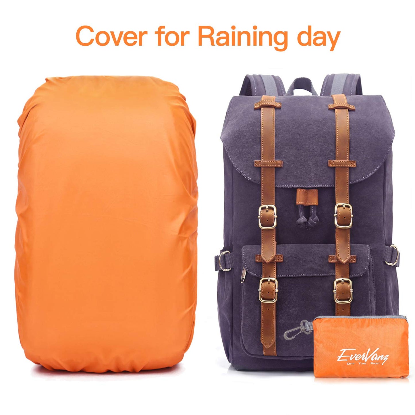 EverVanz Mochila de Lona Grande, Portátil 15", Viaje, Trabajo, Escuela, Morado