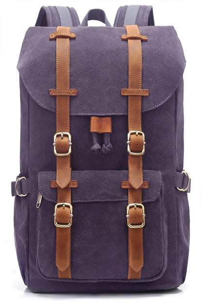 EverVanz Mochila de Lona Grande, Portátil 15", Viaje, Trabajo, Escuela, Morado